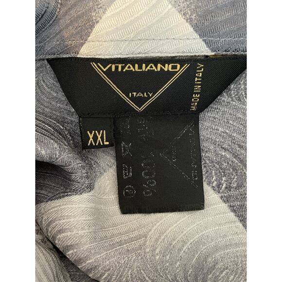 Vtg‎ VITALIANO ITALY SIlk Shirt Mens 2XL Geometric Artsy Grandpa Nerdcore 90s - Picture 5 of 9